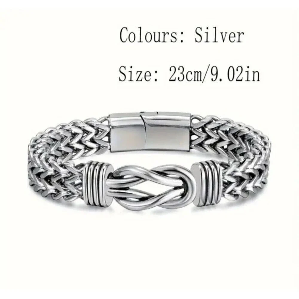 Stainless Steel KNOT Men's Bracelet Magnet Closure Well-made